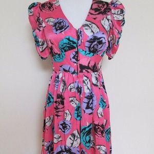 Betsey Johnson Boutique 100% Silk Rose Dress